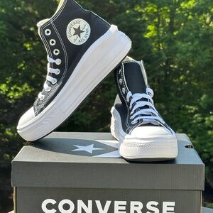 NEW Converse CTAS Black Canvas Platform High Top Casual Sneaker Womens 7.5 9.5